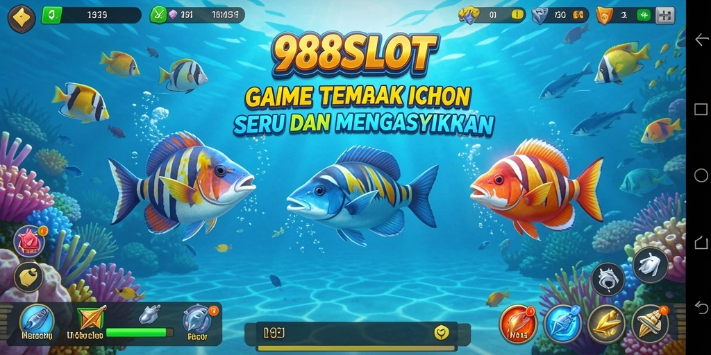 Screenshot gameplay 988SLOT menampilkan aksi Tembak Ikan yang seru.
