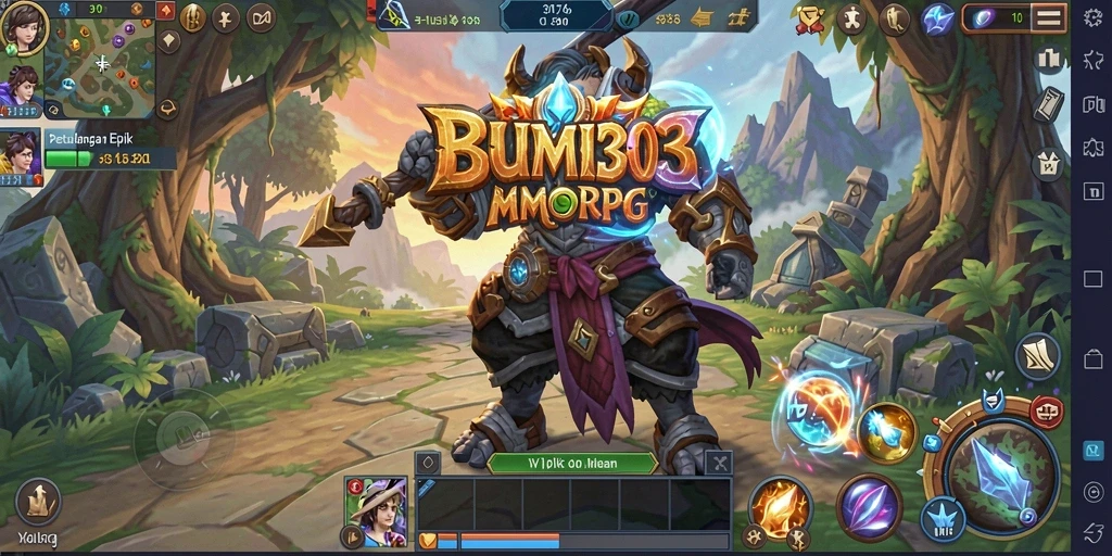 Tampilan permainan epik di BUMI303 dengan aksi MMORPG yang mendebarkan.