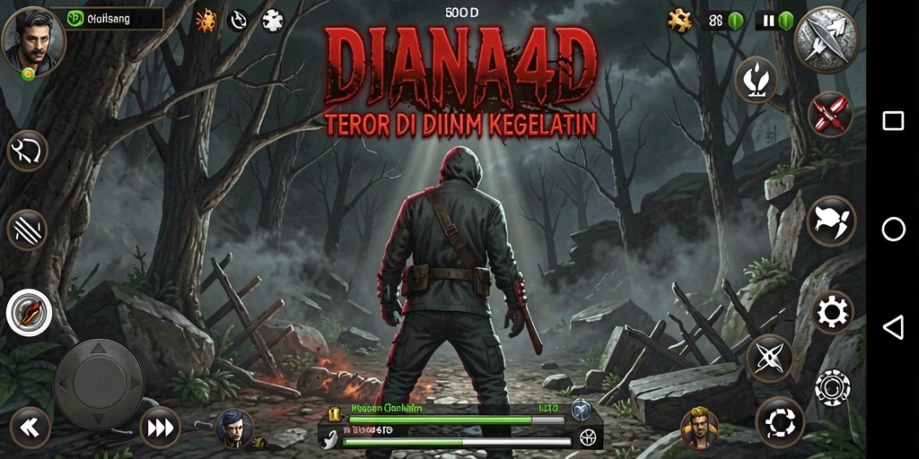 Screenshot gameplay DIANA4D yang menunjukkan suasana menyeramkan di dalam game.