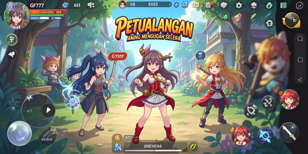Gameplay seru di GF777 dengan karakter Anime interaktif.