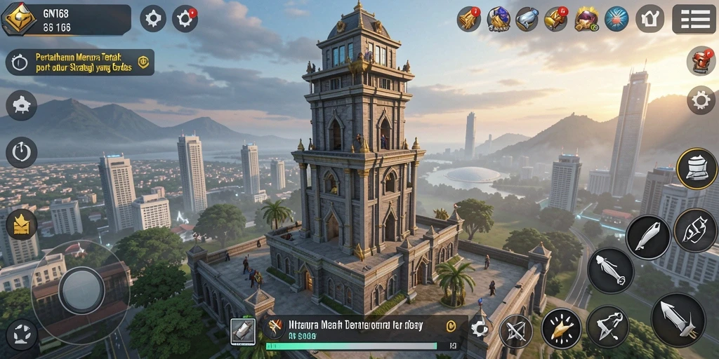 Screenshot gameplay GN168 menampilkan strategi Tower Defense yang menegangkan.