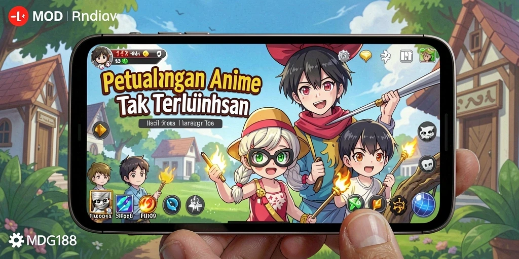 Screenshot gameplay MDG188 menampilkan aksi karakter anime yang menarik.