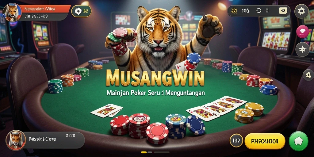 Tampilan gameplay seru MUSANGWIN dengan suasana poker yang mendebarkan.
