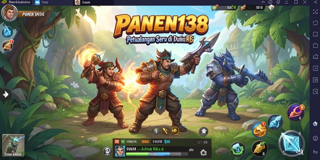 Tampilan gameplay seru PANEN138 dengan pertarungan RPG yang mendebarkan.