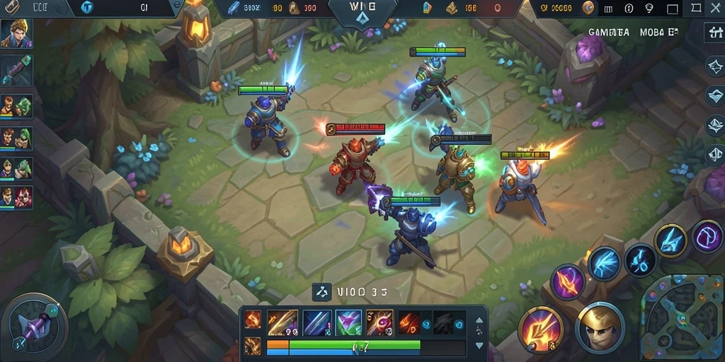 Tampilan gameplay seru di WINBOSS dengan aksi MOBA yang mendebarkan.
